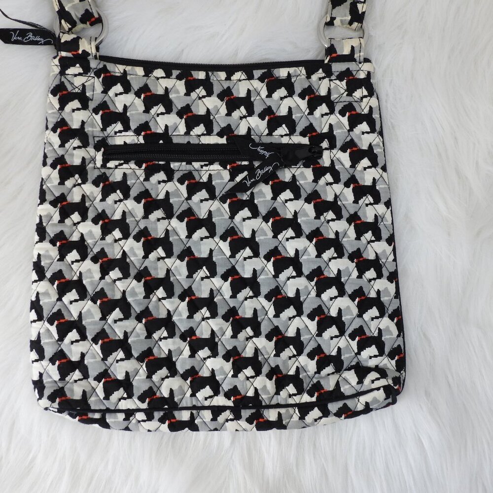 Crossbody Vera Bradley Triple Zip Hipster Black & White Scottie Dog Retired - Picture 4 of 4